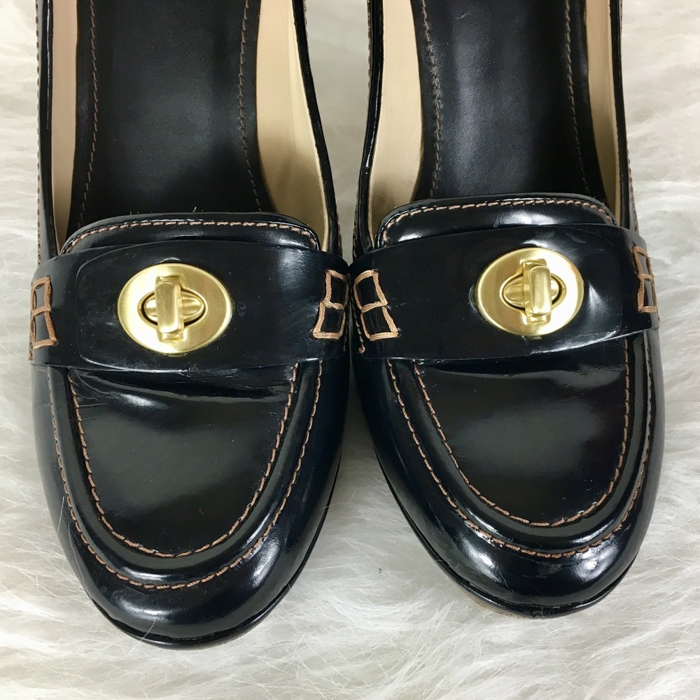 Coach Black Leather Turnlock Loafer Pumps - Picture 2 of 8